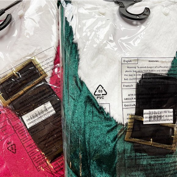 Santa’s Baby Mrs. Claus Plush Mini Dress 2-PC Costume in Green - Picture 6 of 9